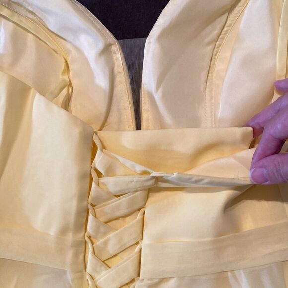 Women’s Yellow Chiffon Full Length Bridesmaid Prom Dress Corset Back Size 10 - Picture 11 of 11